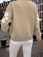 Floral oversized sweater in blue, gray, khaki, pink and green for women