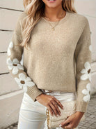 Floral oversized sweater in blue, gray, khaki, pink and green for women