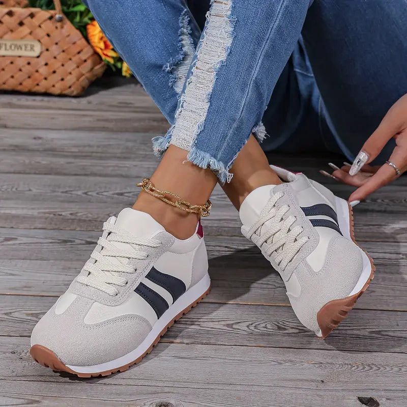 Retro suede-panel sneakers for women