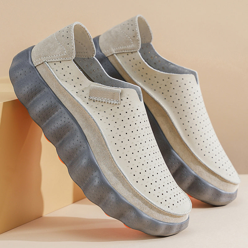 Mocasines slip on gris detalle