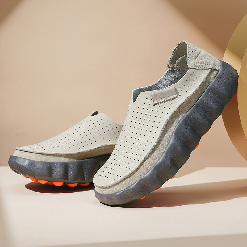 Mocasines slip on gris vista lateral