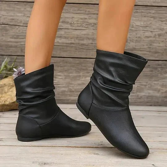 Flat slouch ankle boots for women