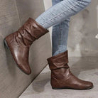 Flat slouch ankle boots for women