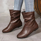 Flat slouch ankle boots for women