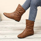 Flat slouch ankle boots for women
