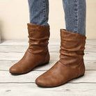 Flat slouch ankle boots for women