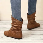 Flat slouch ankle boots for women