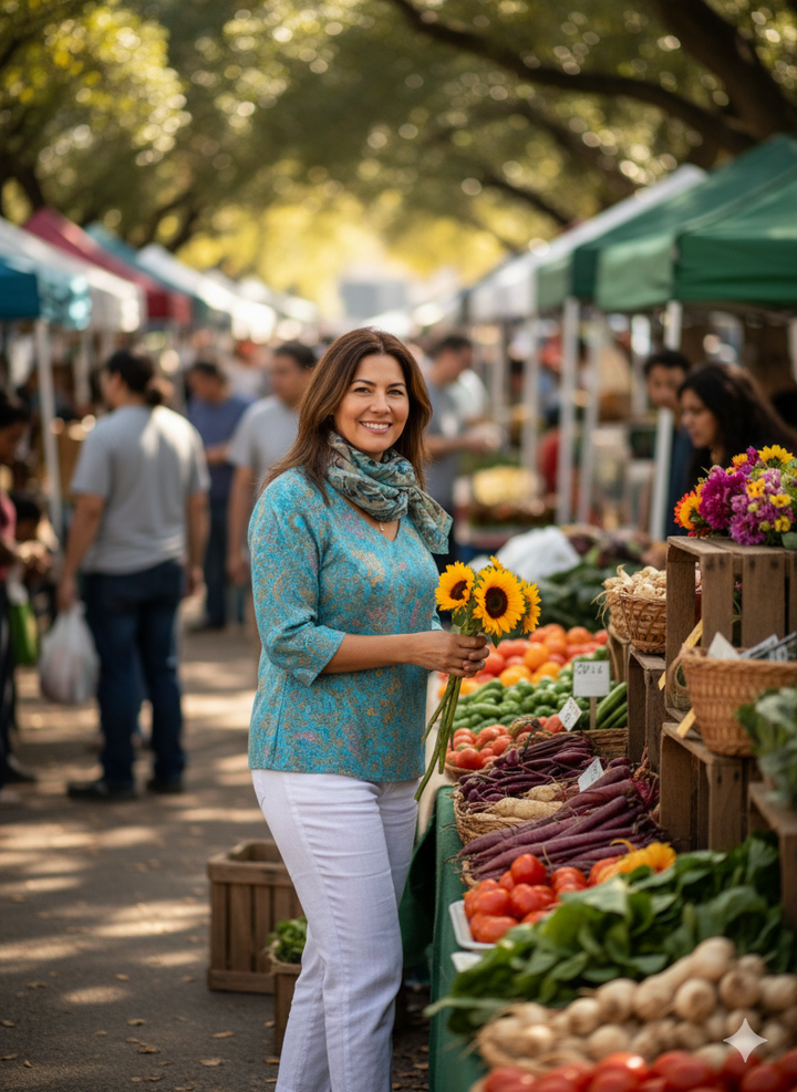 María | Suéter Casual de Punto con Estampado Retro