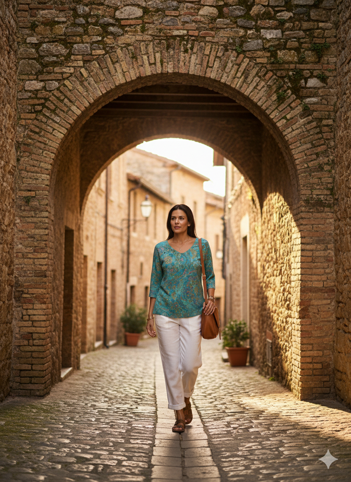 María | Suéter Casual de Punto con Estampado Retro