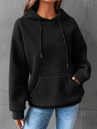 Oversized waffle knit hoodie for women