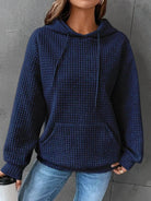 Oversized waffle knit hoodie for women