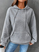 Oversized waffle knit hoodie for women