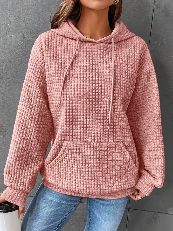 Oversized waffle knit hoodie for women