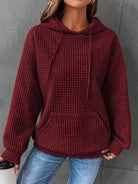 Oversized waffle knit hoodie for women