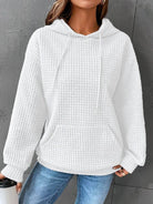 Oversized waffle knit hoodie for women