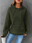Oversized waffle knit hoodie for women