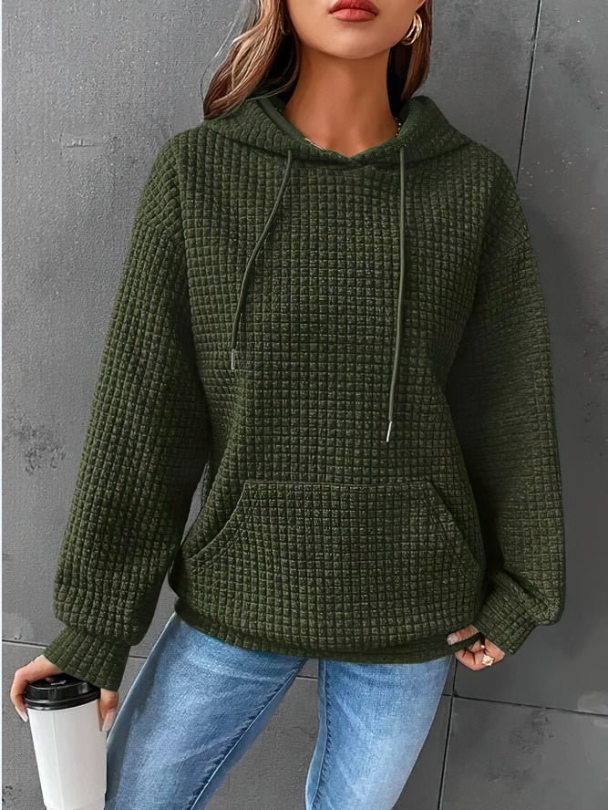 Oversized waffle knit hoodie for women