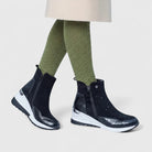 Suede-look side zip wedge boots for women