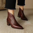 Side zip leather ankle boots for women