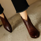 Side zip leather ankle boots for women