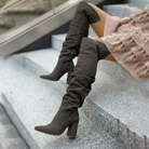 Over the knee boots in dark gray for women