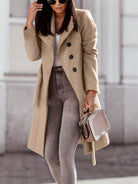 Wide collar fitted belted coat for women
