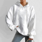White star embossed oversized hoodie for women