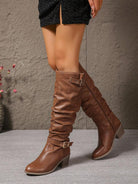 Double buckle slouch boots for women