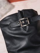 Double buckle slouch boots for women