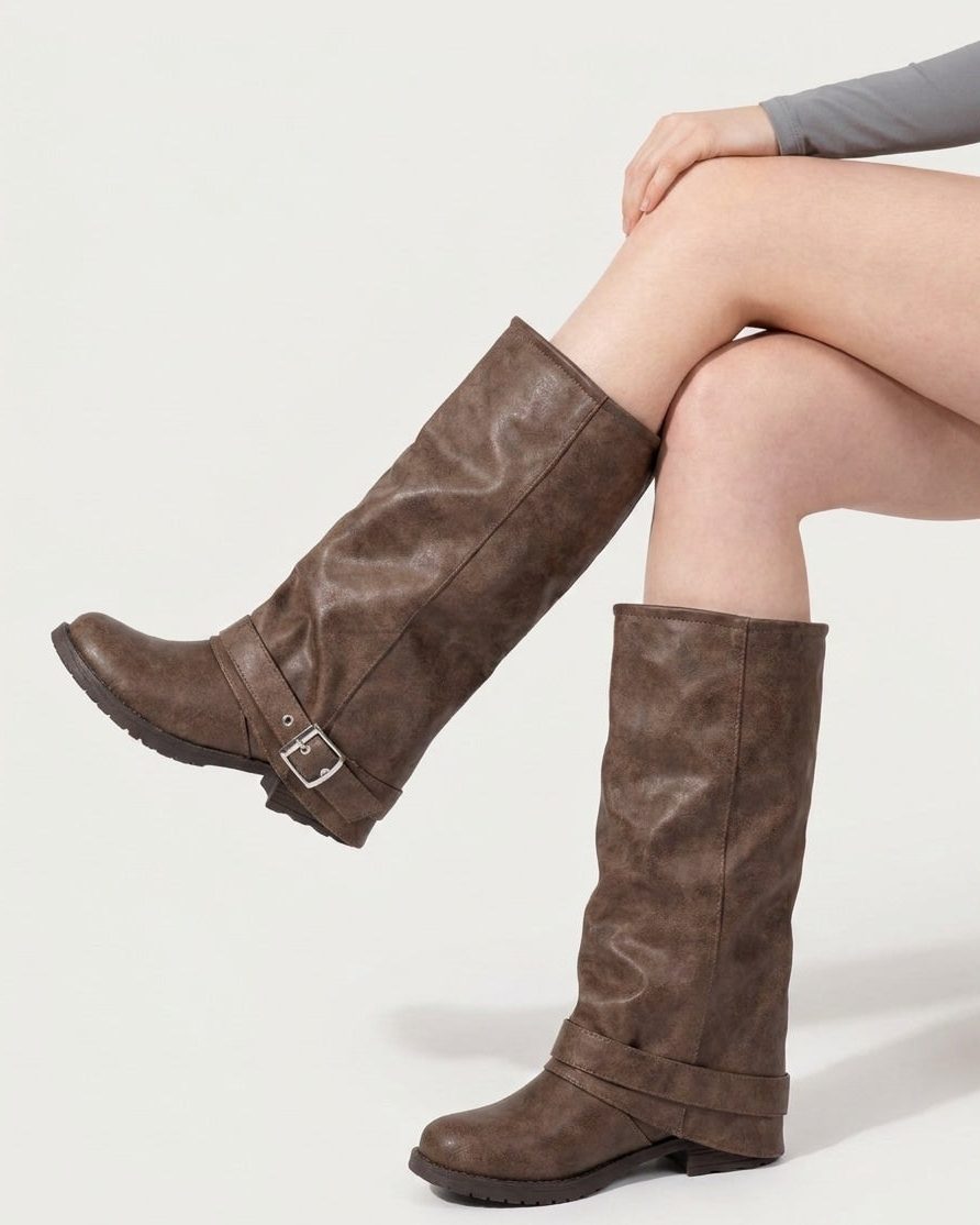 Knee-high boots brown women