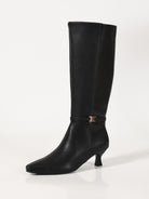 Kitten heel knee-high riding boots for women