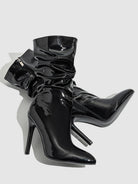 Patent stiletto slouch boots for women
