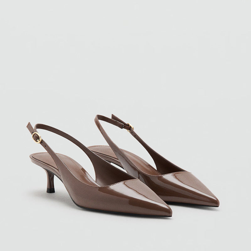 Patent slingback kitten heels for women