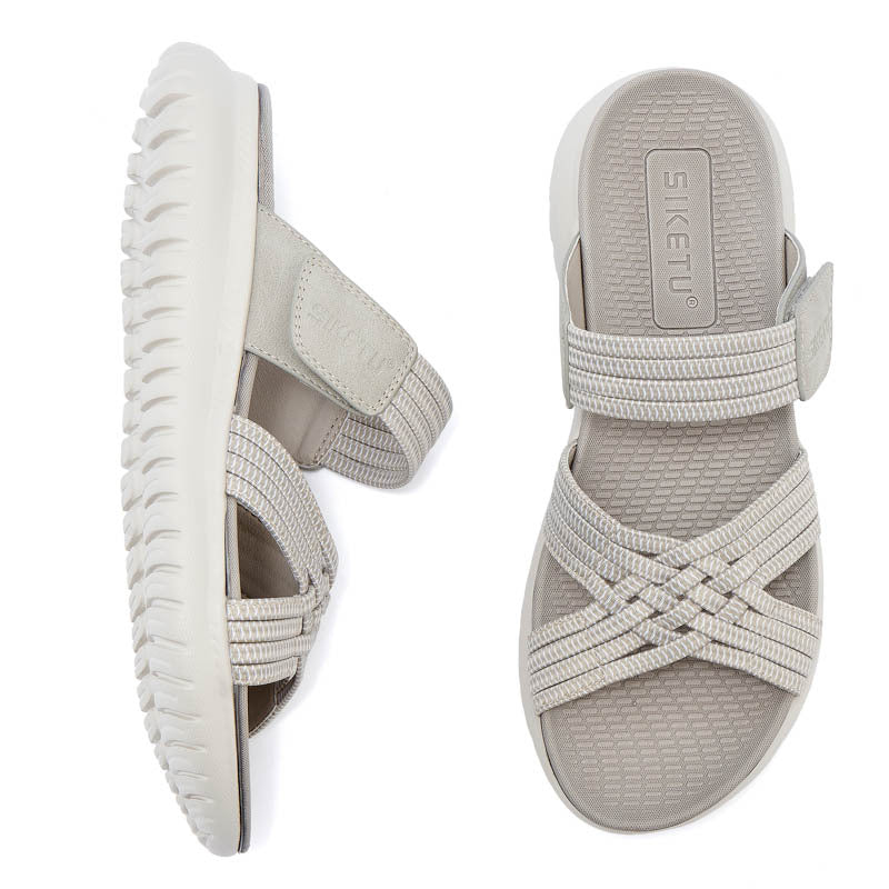 Sandalias Mujer Slip On Plantilla Acolchada Correa Ajustable Calce Inmediato Uso Diario Tres Colores
