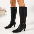 Kitten heel knee-high riding boots for women