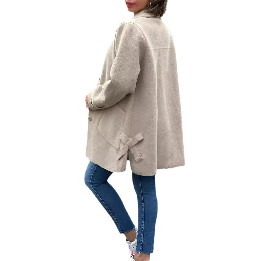 Oversized button-front coat for women