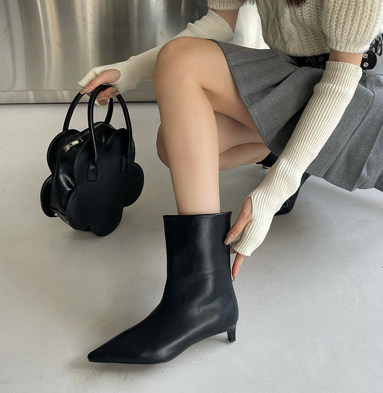 Kitten heel sock ankle boots for women