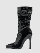 Patent stiletto slouch boots for women