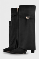 Fold-over knee-high boots women