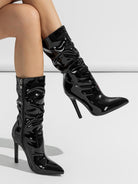 Patent stiletto slouch boots for women