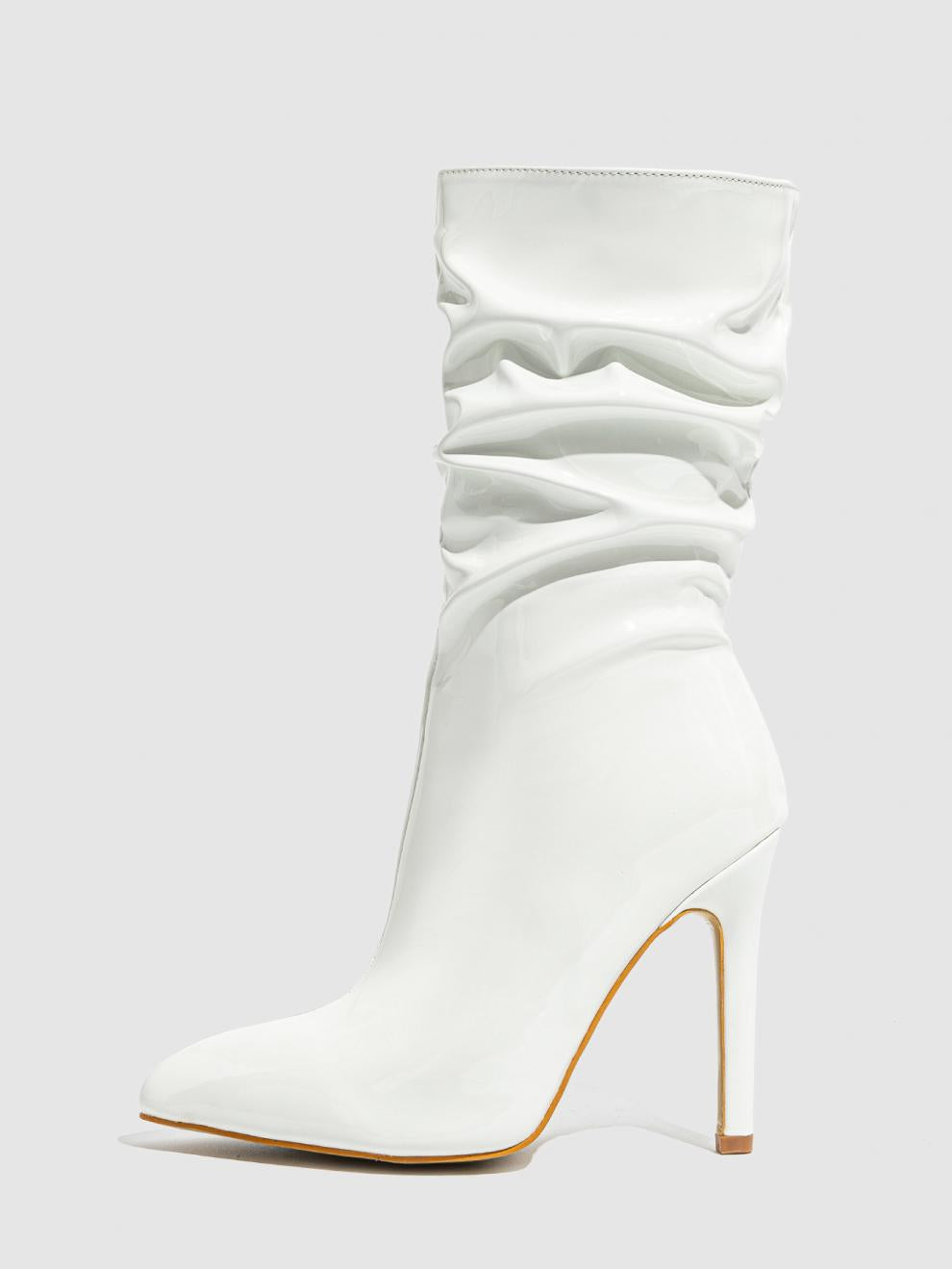 Patent stiletto slouch boots for women