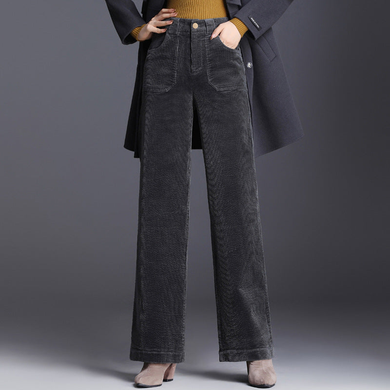 High waist wide leg corduroy trousers for women