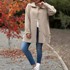 Oversized button-front coat in beige for women