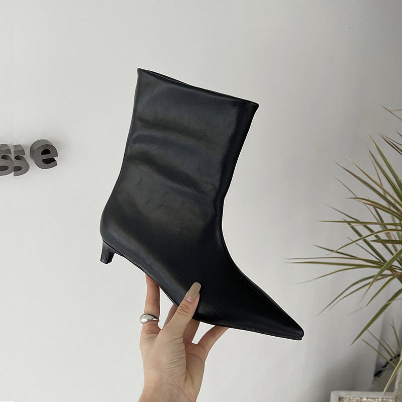 Kitten heel sock ankle boots for women