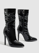 Patent stiletto slouch boots for women