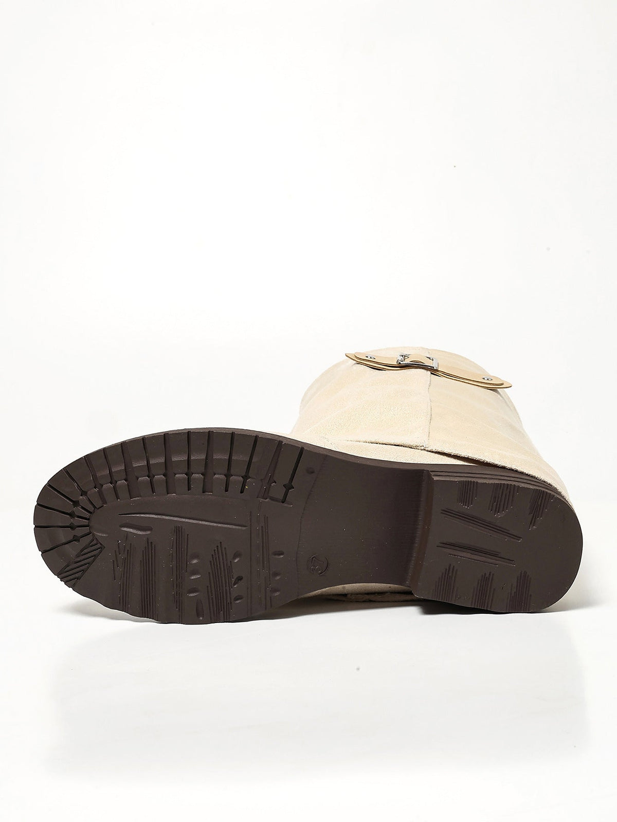 Wide calf fold-over suede-look boots for women