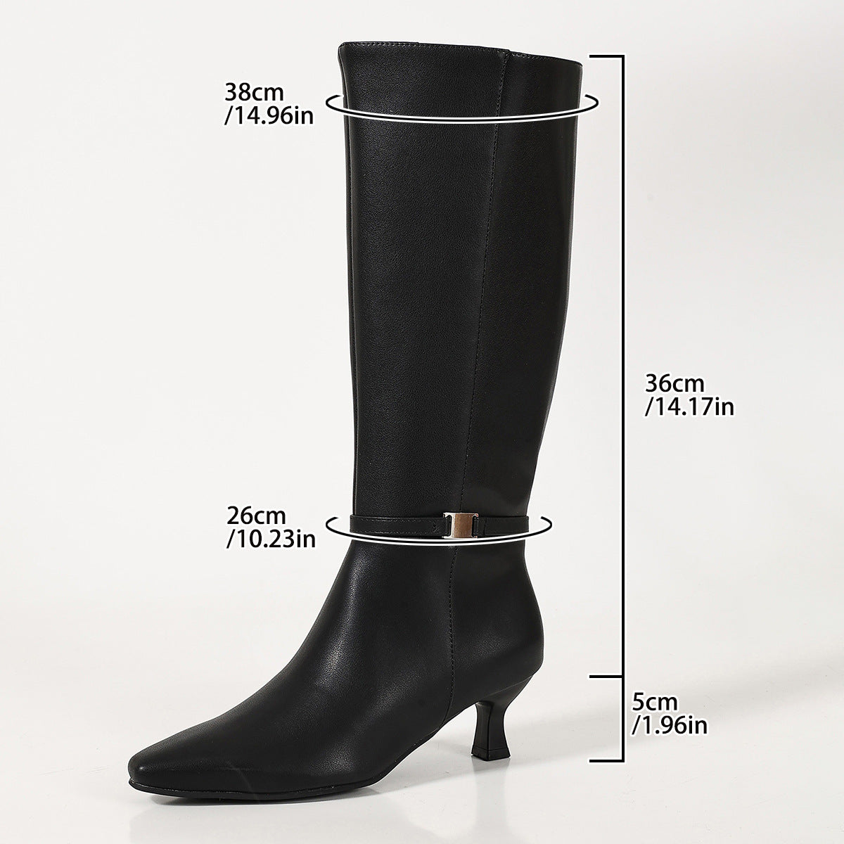 Kitten heel knee-high riding boots for women