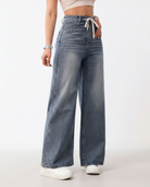 Drawstring wide leg jeans for women