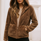 Hooded teddy fleece jacket for women