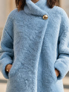 Gold button wrap teddy coat for women